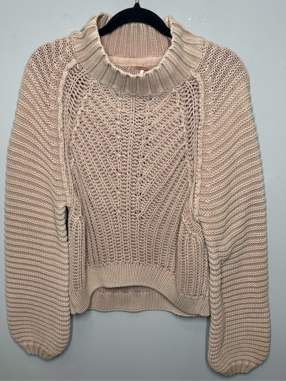 Free People Sweatheart Chunky Knit Beige Sweater